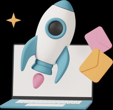 Illustration d'une fusée représentant l'envoi de la demande